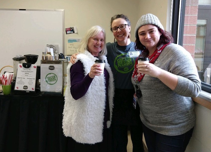 Perkologist Sarah Rogers from our Vancouver office “perked” Salmon Creek Elementary Teachers and Staff. Everyone enjoyed their FREE coffee!