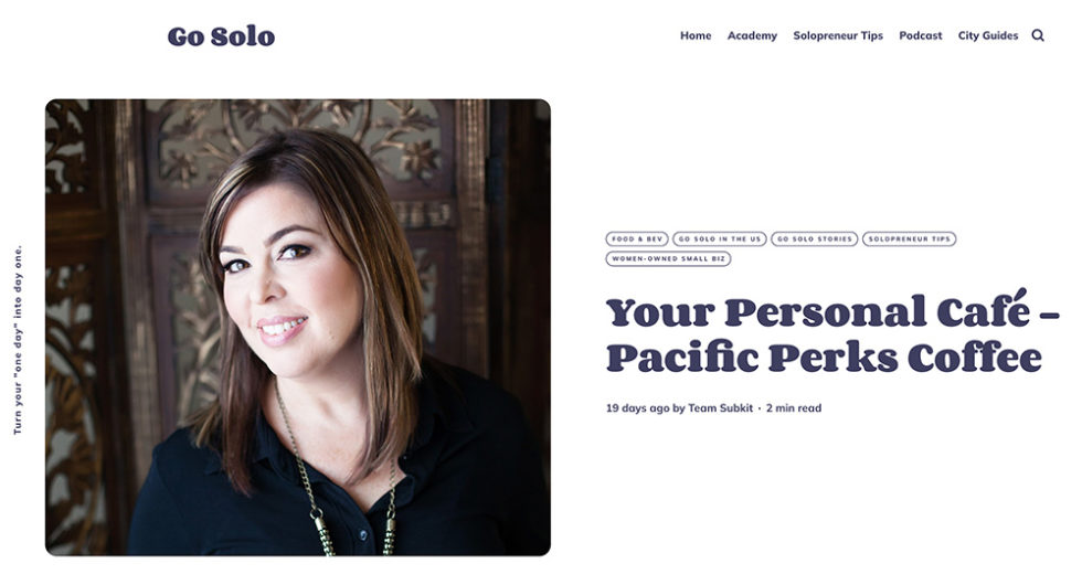 Natalie Fairchild Featured on SubKit Go Solo Pacific Perks Coffee