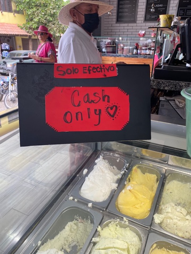 ash Only sign posted at small sorbet business