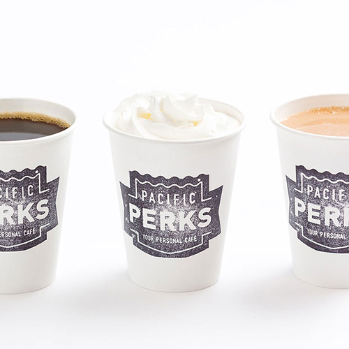 a lineup of espresso from a Pacific Perks mobile beverage bar