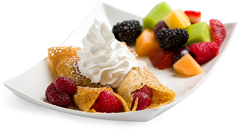 a sweet crepe plate from a Pacific Perks mobile food bar