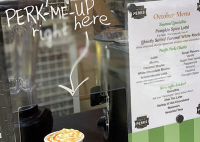 a coffee drink ready to be picked up at a Pacific Perks espresso mobile café