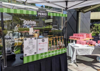 an outdoor Pacific Perks espresso mobile café at a Keller Williams event