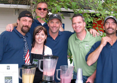 Natalie Fairchild with the crew of Deadliest Catch at a Pacific Perks smoothie mobile café