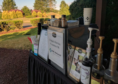 an outdoor Pacific Perks espresso mobile café at a NW Natural BIA Tourney event