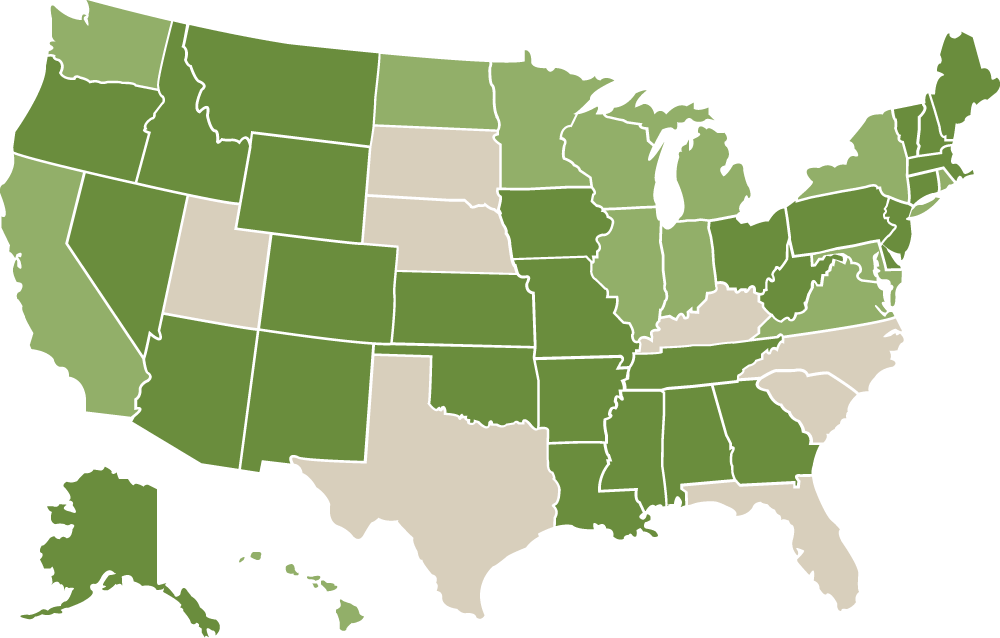 color-coded map of states with Pacific Perks franchising opportunities color-coded map of states with Pacific Perks franchising opportunities