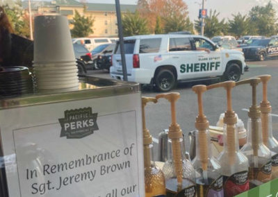 an outdoor Pacific Perks espresso mobile café at a Sheriff's Office event
