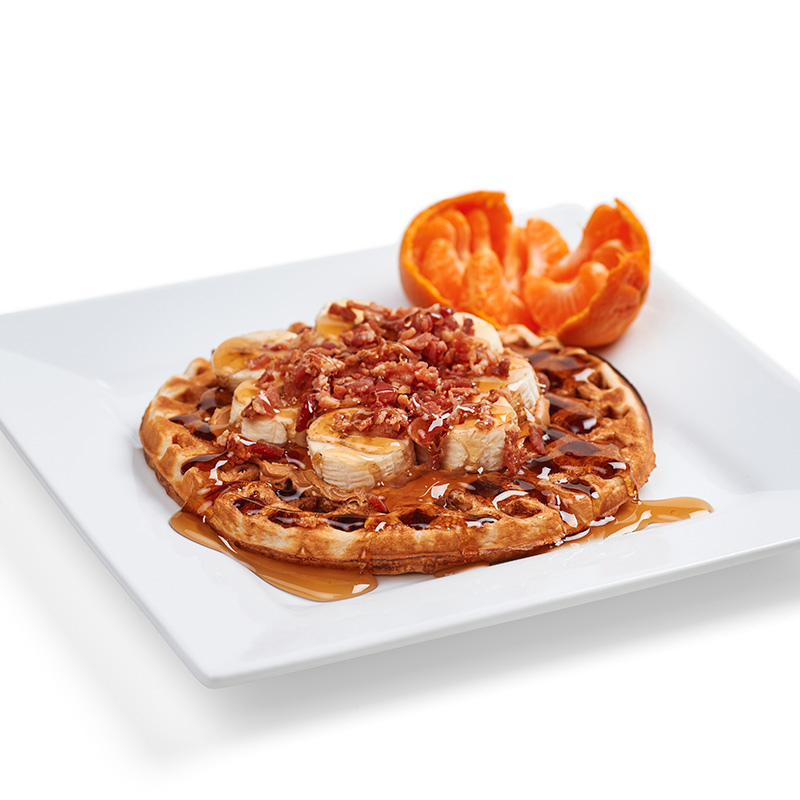 a plated "The Elvis" waffle from Pacific Perks