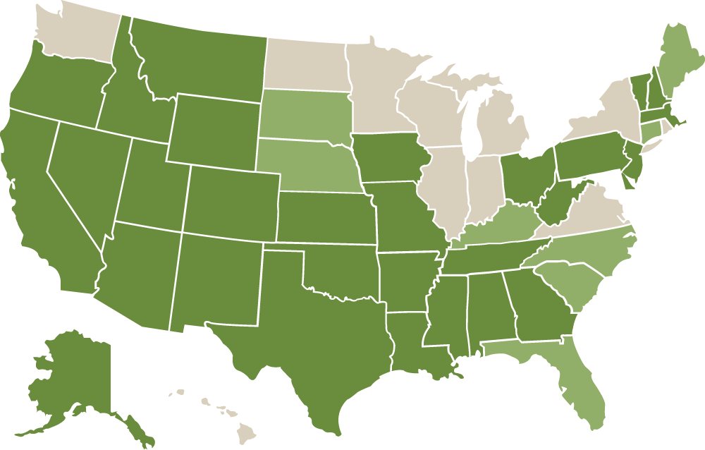 color-coded map of states with Pacific Perks franchising opportunities color-coded map of states with Pacific Perks franchising opportunities