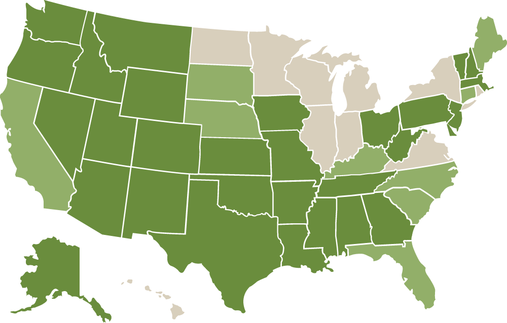 color-coded map of states with Pacific Perks franchising opportunities color-coded map of states with Pacific Perks franchising opportunities